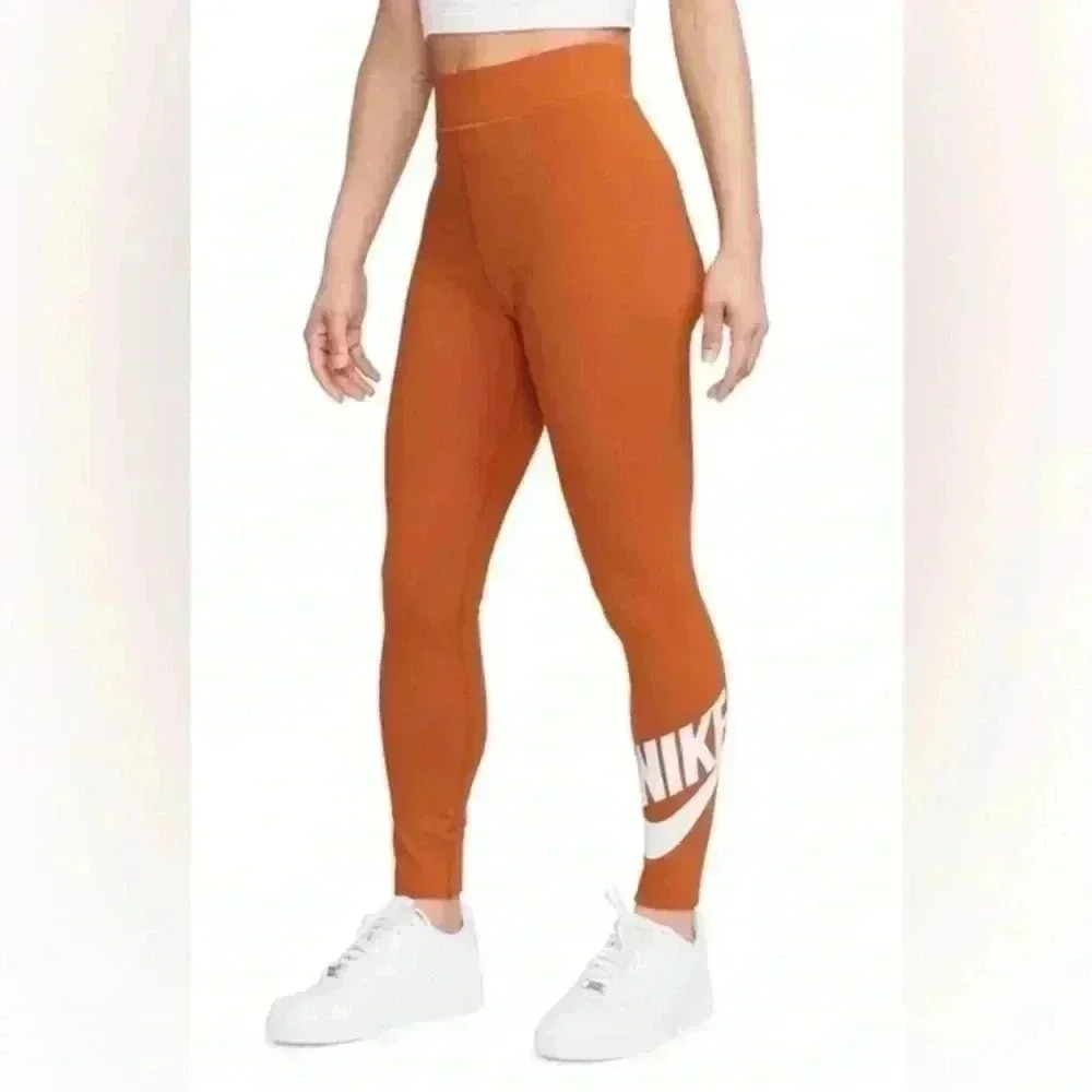 Nike Women’s Sportswear Orange Classics High-Waisted Graphic Leggings, size XS - Picture 1 of 6